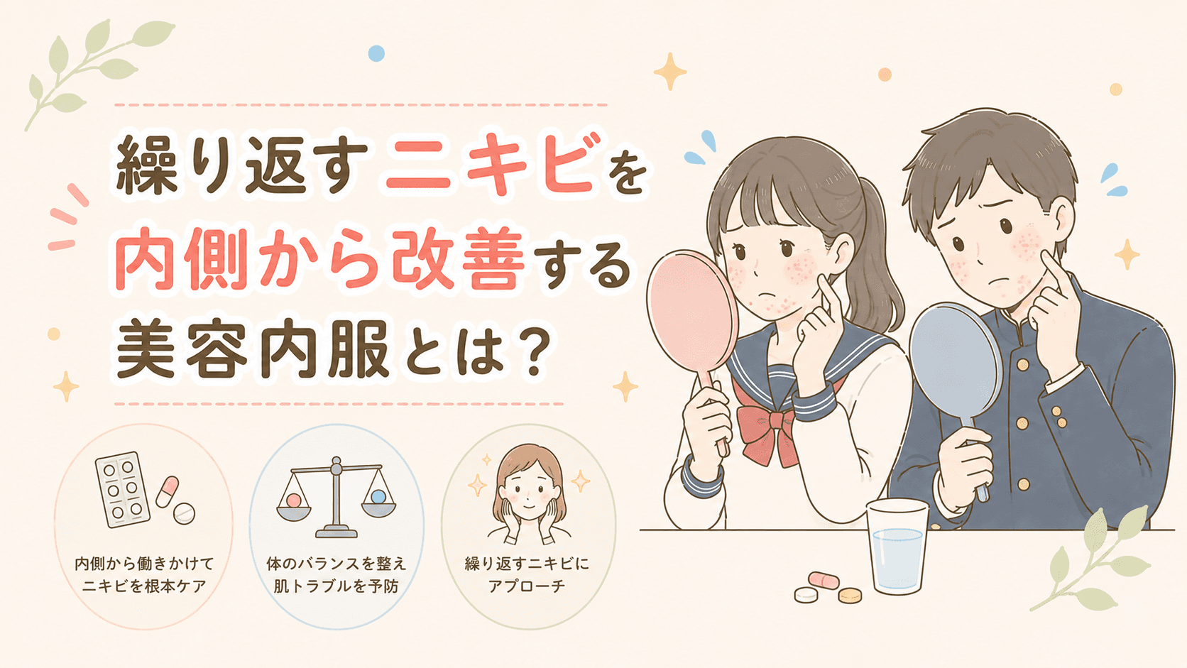 繰り返すニキビを内側から改善する美容内服とは?